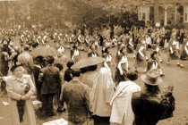 Marching in the rain, 1948.